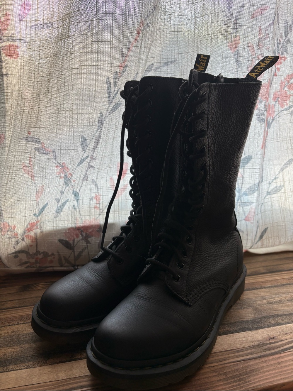 Dr. Martens 10-Eye Black Leather Combat Boots - Picture 11 of 12